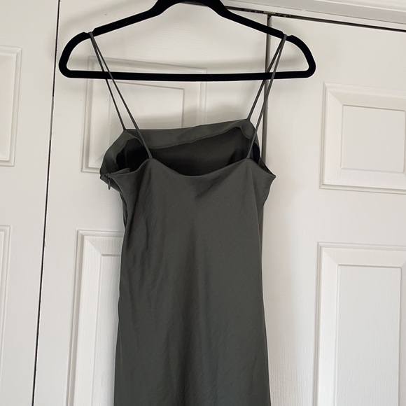 Zara Sage Green Satin Slip Dress - Picture 5 of 7